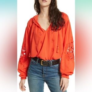 Free People Womens Tropical Summer Knit Blouse Size M
